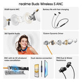 realme Buds Wireless 5 ANC Neckband 38H Playback Dawn Silver