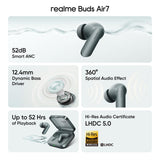 realme Buds Air7 Earbuds ANC 52H Playback (Moss Green)
